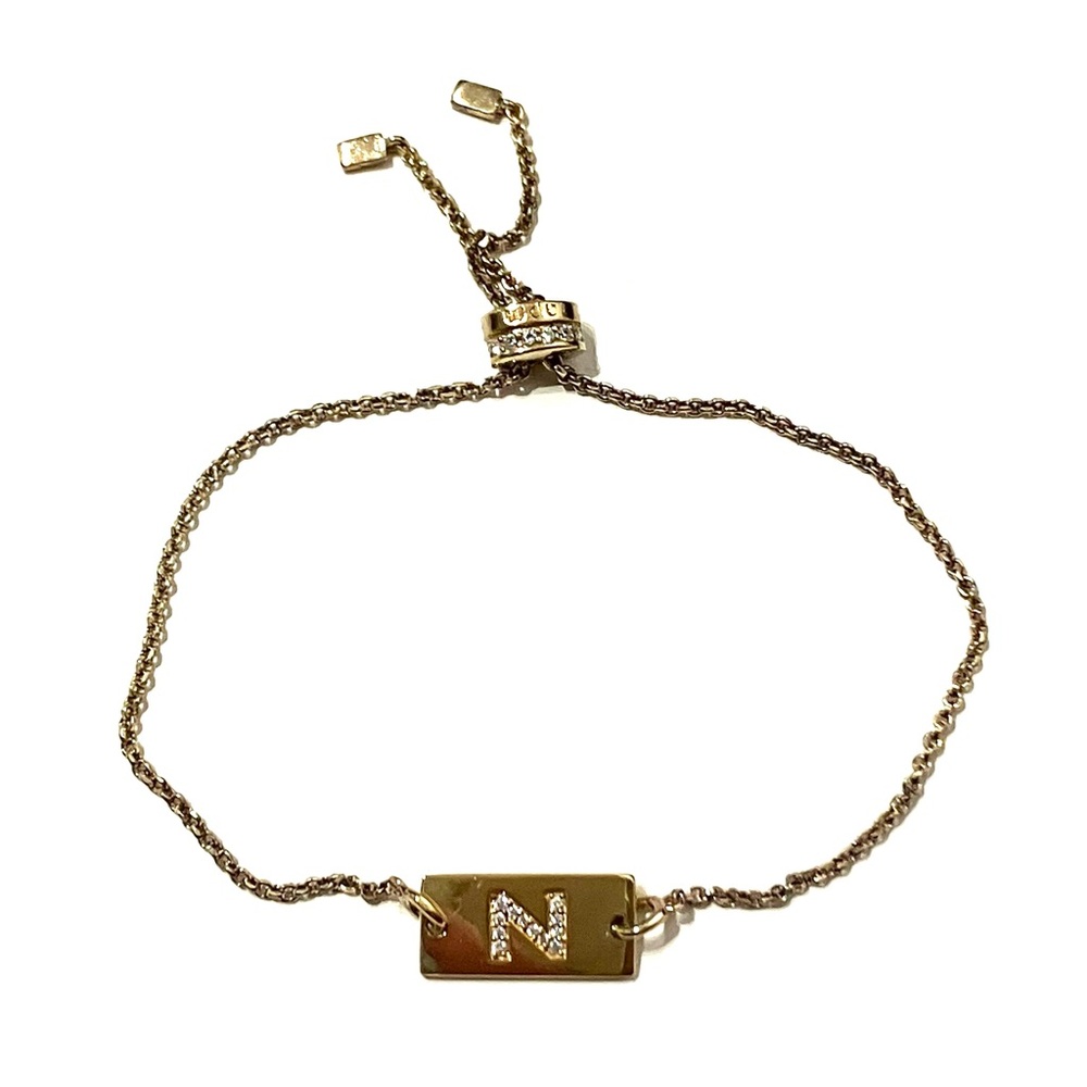 APM Monaco Gold Plated Sterling Silver Slider Initial Bracelet